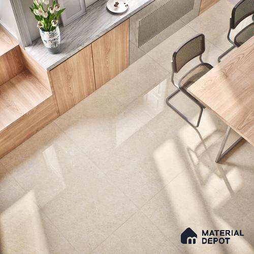Marble Floor & Wall Tile | TL 01130 Monch Crema 4 ft x 2 ft Glossy Finish Double Charge Vitrified Tile - 9 mm | Suitable For Living Room, Bedroom, Dining Area
