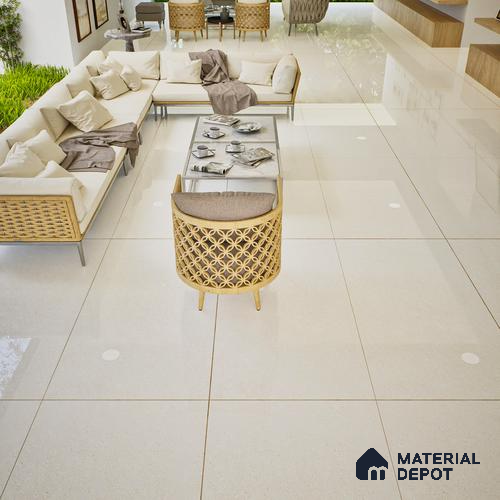 Stone Floor & Wall Tile | TL 01131 Monch White 4 ft x 2 ft Glossy Finish Double Charge Vitrified Tile - 9 mm | Suitable For Living Room, Bedroom, Dining Area