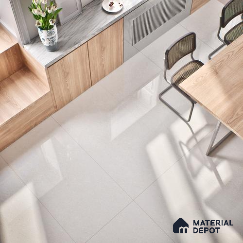 Stone Floor & Wall Tile | TL 01131 Monch White 4 ft x 2 ft Glossy Finish Double Charge Vitrified Tile - 9 mm | Suitable For Living Room, Bedroom, Dining Area
