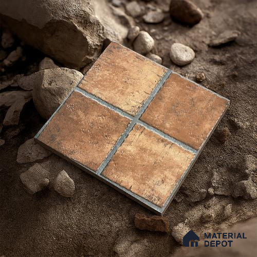 Parking Floor Tile TL 02783 Desert Cotto 16 x 16 inch Vitrified Anti Skid Matte Finish Heavy Duty Tile - 12 mm | Suitable For Outdoor, High Traffic Areas, Terrace | Pattern Alignment May Vary | 2-3 mm Spacer is Mandatory