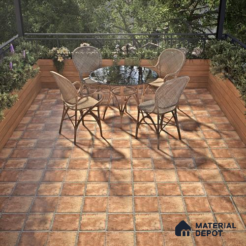 Parking Floor Tile TL 02783 Desert Cotto 16 x 16 inch Vitrified Anti Skid Matte Finish Heavy Duty Tile - 12 mm | Suitable For Outdoor, High Traffic Areas, Terrace | Pattern Alignment May Vary | 2-3 mm Spacer is Mandatory