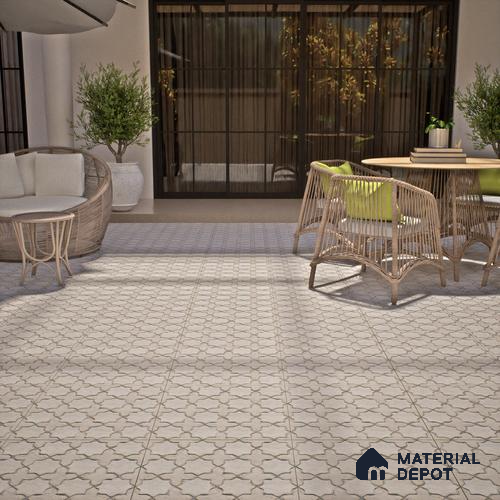 Parking Floor Tile TL 02753 Gemstone Crema 16 x 16 inch Vitrified Anti Skid Matte Finish Heavy Duty Tile - 12 mm | Suitable For Outdoor, High Traffic Areas, Terrace | Pattern Alignment May Vary | 2-3 mm Spacer is Mandatory