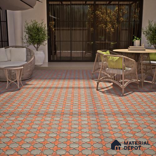 Parking Floor Tile TL 02755 Gemstone Olive 16 x 16 inch Vitrified Anti Skid Matte Finish Heavy Duty Tile - 12 mm | Suitable For Outdoor, High Traffic Areas, Terrace | Pattern Alignment May Vary | 2-3 mm Spacer is Mandatory