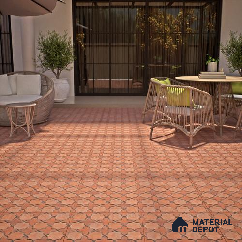 Parking Floor Tile TL 02756 Gemstone Rosso 16 x 16 inch Vitrified Anti Skid Matte Finish Heavy Duty Tile - 12 mm | Suitable For Outdoor, High Traffic Areas, Terrace | Pattern Alignment May Vary | 2-3 mm Spacer is Mandatory