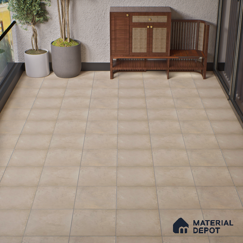 Parking Floor Tile TL 02770 Petrus Creamy 16 x 16 inch Anti Skid Matte Finish Vitrified Tile - 12 mm | 4 Random Design | Suitbale For Outdoor, Balcony, Terrace | Pattern Alignment May Vary | 2-3 mm Spacer is Mandatory