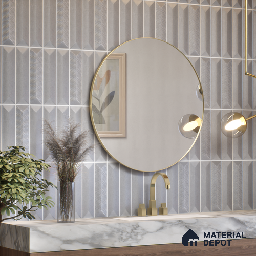 Subway Wall Tile TL 04999 B Lucent Decor Knitted Fabric Grey 12 x 3 inch Ceramic Matte Finish - 6 mm | Suitable for Highlighter Walls, Foyer, Bathroom, Kitchen Wall & Backsplashes
