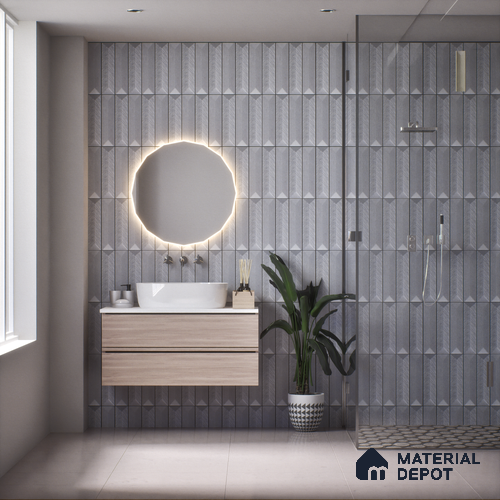 Subway Wall Tile TL 04999 C Lucent Base Knitted Fabric Grey 12 x 3 inch Ceramic Matte Finish - 6 mm | Suitable for Highlighter Walls, Foyer, Bathroom, Kitchen Wall & Backsplashes