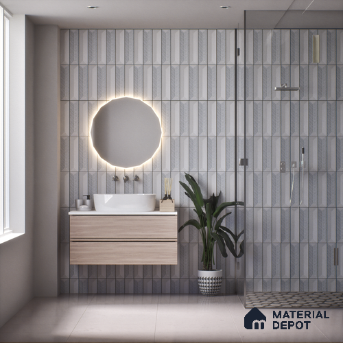 Subway Wall Tile TL 04999 F Lucent Base Knitted Fabric Lilac 12 x 3 inch Ceramic Matte Finish - 6 mm | Suitable for Highlighter Walls, Foyer, Bathroom, Kitchen Wall & Backsplashes