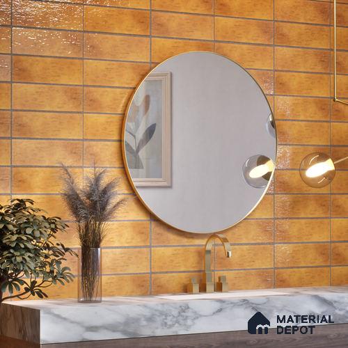 Subway Wall Tile TL 05003 B Lucent Vertiline Brick Gold 9 x 3 inch Ceramic Glossy Finish - 9 mm | Suitable for Highlighter Walls, Foyer, Bathroom, Kitchen Wall & Backsplashes