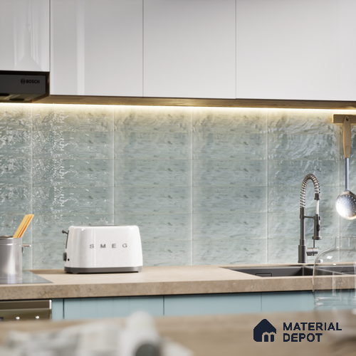 Subway Wall Tile TL 05003 C Lucent Vertiline Brick Grey 9 x 3 inch Ceramic Glossy Finish - 9 mm | Suitable for Highlighter Walls, Foyer, Bathroom, Kitchen Wall & Backsplashes