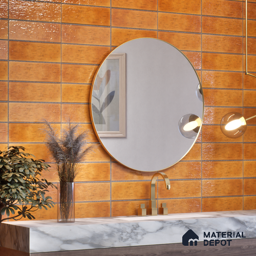 Subway Wall Tile TL 05003 Lucent Vertiline Brick Yellow 9 x 3 inch Ceramic Glossy Finish - 9 mm | Suitable for Highlighter Walls, Foyer, Bathroom, Kitchen Wall & Backsplashes