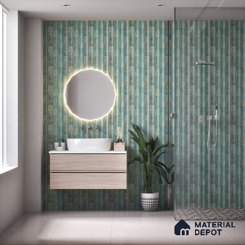 Subway Wall Tile TL 05000 D Lucent Tempered Turquoise 12 x 3 inch Ceramic Matte Finish - 6 mm | Suitable for Highlighter Walls, Foyer, Bathroom, Kitchen Wall & Backsplashes