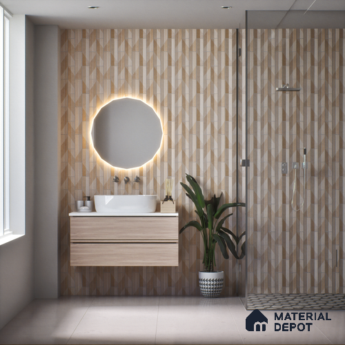Subway Wall Tile TL 05001 D Lucent Prism Latte 12 x 3 inch Ceramic Matte Finish - 9 mm | Suitable for Highlighter Walls, Foyer, Bathroom, Kitchen Wall & Backsplashes