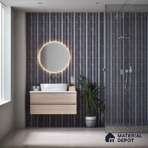 Subway Wall Tile TL 05001 Lucent Weaved Shadows 12 x 3 inch Ceramic Matte Finish - 9 mm | Suitable for Highlighter Walls, Foyer, Bathroom, Kitchen Wall & Backsplashes
