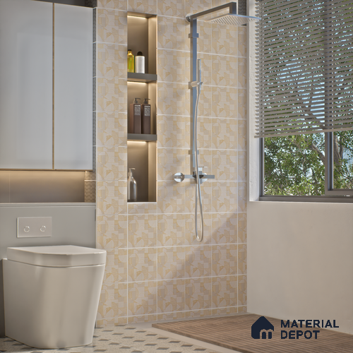 Moroccan Floor & Wall Tile TL 06074 Cravet 200 x 200 mm Vitrified Carving Matte Finish - 9 mm | Ideal For Living Room, Bathroom, Kitchen | 2 mm Spacer is Mandatory | Please Expect a Slight Variation of Pattern