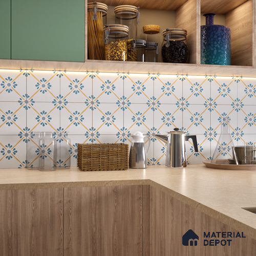 Moroccan Floor & Wall Tile TL 06057 Livo 200 x 200 mm Vitrified Matte Finish - 9 mm | Ideal For Living Room, Bathroom, Kitchen | 2 mm Spacer is Mandatory | Please Expect a Slight Variation of Pattern