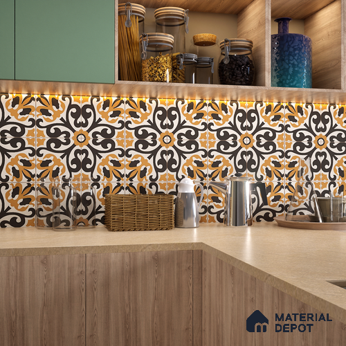 Moroccan Floor & Wall Tile TL 06058 Maze 200 x 200 mm Vitrified Matte Finish - 9 mm | Ideal For Living Room, Bathroom, Kitchen | 2 mm Spacer is Mandatory | Please Expect a Slight Variation of Pattern