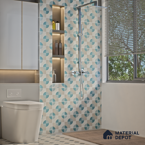 Moroccan Floor & Wall Tile TL 06062 Pablo 200 x 200 mm Vitrified Matte Finish - 9 mm | Ideal For Living Room, Bathroom, Kitchen | 2 mm Spacer is Mandatory | Please Expect a Slight Variation of Pattern