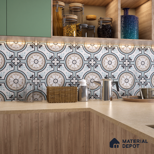 Moroccan Floor & Wall Tile TL 06063 Paidra 200 x 200 mm Vitrified Matte Finish - 9 mm | Ideal For Living Room, Bathroom, Kitchen | 2 mm Spacer is Mandatory | Please Expect a Slight Variation of Pattern