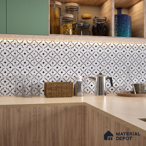 Moroccan Floor & Wall Tile TL 06071 Verona 200 x 200 mm Vitrified Matte Finish - 9 mm | Ideal For Living Room, Bathroom, Kitchen | 2 mm Spacer is Mandatory | Please Expect a Slight Variation of Pattern