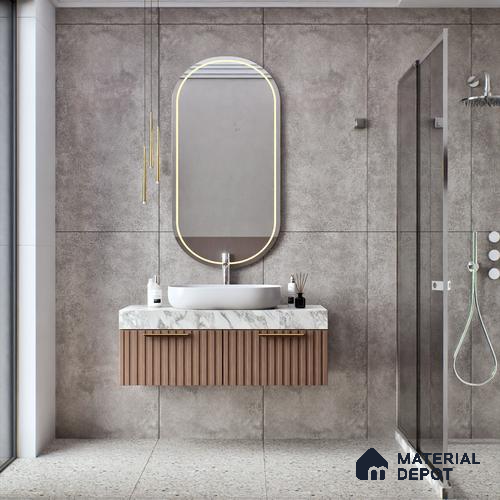 Cement Floor & Wall Tile TL 06097 C Inferno Graphite 4 ft x 2 ft Vitrified Glitter Matte Finish - 9 mm | 6 Random Design | Suitable For Living Room, Bedroom, Bathroom, Kitchen