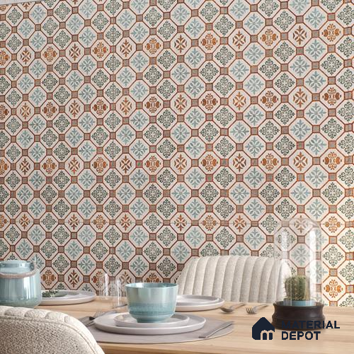 Moroccan Floor & Wall Tile TL 06097 Inferno Fusion Decor 4 ft x 2 ft Vitrified Matte Finish - 9 mm | Suitable For Living Room, Bedroom, Bathroom, Kitchen