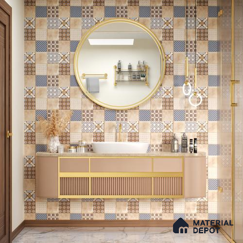 Moroccan Floor & Wall Tile TL 05421 Morissa Casablanca Brown 1 ft x 1 ft Ceramic Matte Finish - 7.5 mm | Random Design | Suitable for Bathroom, Kitchen, Balcony | Please Expect a Slight Variation of Pattern
