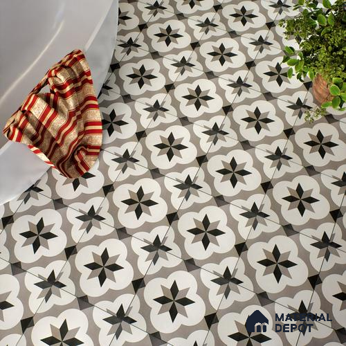 Moroccan Floor & Wall Tile TL 05449 Morissa Dove Gray 1 ft x 1 ft Ceramic Matte Finish - 7.5 mm | Suitable for Bathroom, Kitchen, Balcony | Please Expect a Slight Variation of Pattern