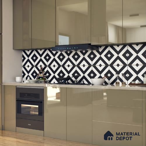 Moroccan Floor & Wall Tile TL 05438 Morissa Monochrome Box 1 ft x 1 ft Ceramic Matte Finish - 7.5 mm | Suitable for Bathroom, Kitchen, Balcony | Please Expect a Slight Variation of Pattern