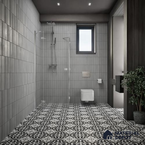 Moroccan Floor & Wall Tile TL 05437 Morissa Monochrome Feuille 1 ft x 1 ft Ceramic Matte Finish - 7.5 mm | Suitable for Bathroom, Kitchen, Balcony | Please Expect a Slight Variation of Pattern