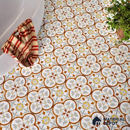 Moroccan Floor & Wall Tile TL 05430 Morissa Terrabrown 1 ft x 1 ft Ceramic Matte Finish - 7.5 mm | Suitable for Bathroom, Kitchen, Balcony | Please Expect a Slight Variation of Pattern