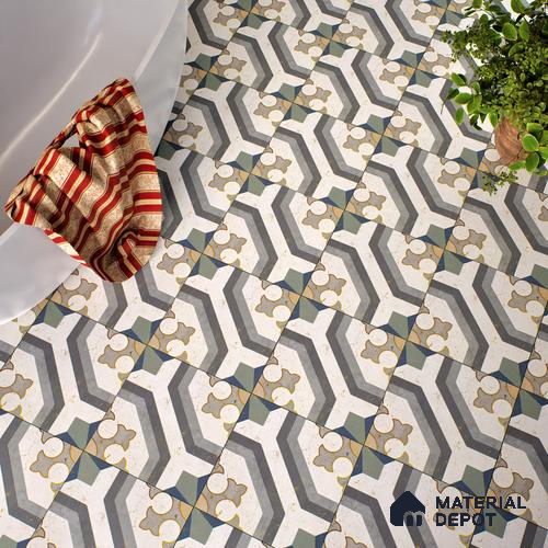 Multifired Moroccan Floor & Wall Tile TL 05662 Zellige Divine Garden 1 ft x 1 ft Vitrified Matte Finish - 9 mm | Suitable for Bathroom, Kitchen & Backsplash