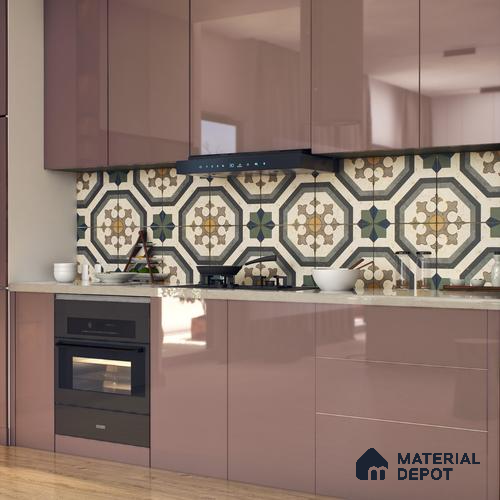 Multifired Moroccan Floor & Wall Tile TL 05662 Zellige Divine Garden 1 ft x 1 ft Vitrified Matte Finish - 9 mm | Suitable for Bathroom, Kitchen & Backsplash
