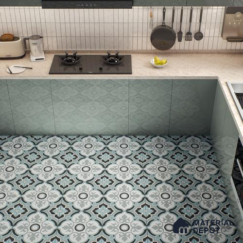 Multifired Moroccan Floor & Wall Tile TL 05715 Zellige Elegant Aqua 1 ft x 1 ft Vitrified Matte Finish - 9 mm | Suitable for Bathroom, Kitchen & Backsplash
