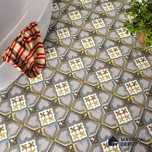 Multifired Moroccan Floor & Wall Tile TL 05661 Zellige Golden Juniper 1 ft x 1 ft Vitrified Matte Finish - 9 mm | Suitable for Bathroom, Kitchen & Backsplash