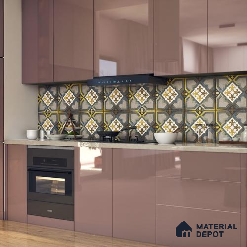 Multifired Moroccan Floor & Wall Tile TL 05661 Zellige Golden Juniper 1 ft x 1 ft Vitrified Matte Finish - 9 mm | Suitable for Bathroom, Kitchen & Backsplash