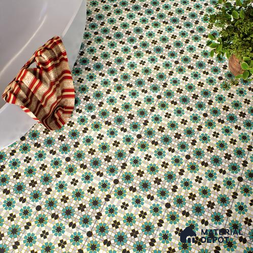 Multifired Moroccan Floor & Wall Tile TL 05666 Zellige Labyrinth Celebration 1 ft x 1 ft Vitrified Matte Finish - 9 mm | Suitable for Bathroom, Kitchen & Backsplash