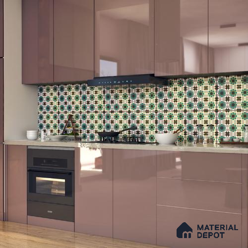 Multifired Moroccan Floor & Wall Tile TL 05666 Zellige Labyrinth Celebration 1 ft x 1 ft Vitrified Matte Finish - 9 mm | Suitable for Bathroom, Kitchen & Backsplash
