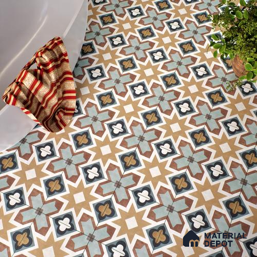 Multifired Moroccan Floor & Wall Tile TL 05685 Zellige Rodin Emerald 1 ft x 1 ft Vitrified Matte Finish - 9 mm | Suitable for Bathroom, Kitchen & Backsplash