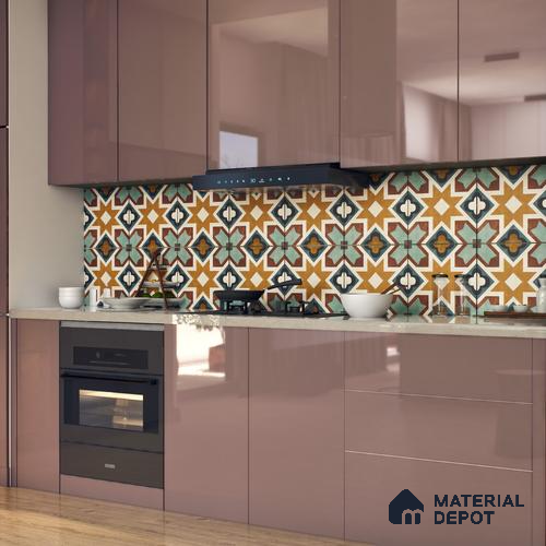 Multifired Moroccan Floor & Wall Tile TL 05685 Zellige Rodin Emerald 1 ft x 1 ft Vitrified Matte Finish - 9 mm | Suitable for Bathroom, Kitchen & Backsplash
