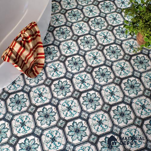 Multifired Moroccan Floor & Wall Tile TL 05659 Zellige Silver Fresco 1 ft x 1 ft Vitrified Matte Finish - 9 mm | Suitable for Bathroom, Kitchen & Backsplash