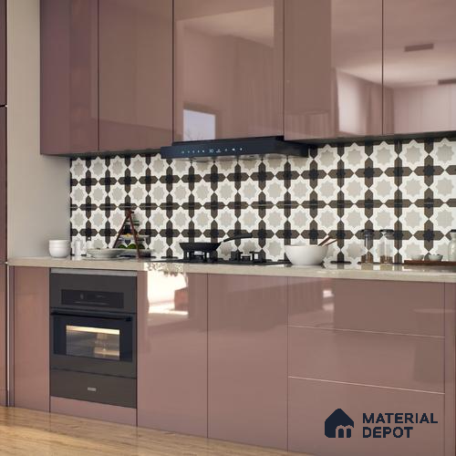 Multifired Moroccan Floor & Wall Tile TL 05697 Zellige Star Taupe 1 ft x 1 ft Vitrified Matte Finish - 9 mm | Suitable for Bathroom, Kitchen & Backsplash