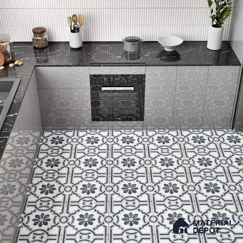 Multifired Moroccan Floor & Wall Tile TL 05719 Zellige Wave Blossom 1 ft x 1 ft Vitrified Matte Finish - 9 mm | Suitable for Bathroom, Kitchen & Backsplash