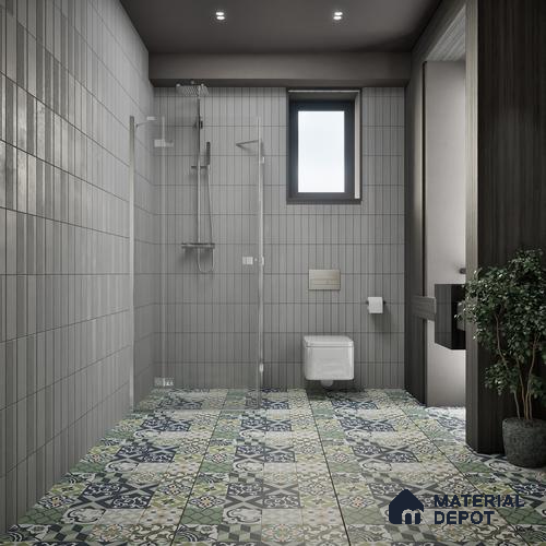 Moroccan Floor & Wall Tile TL 04670 E Florencia Flora Green 2 ft x 2 ft -  Porcelain Matte Finish 8 mm | Suitable for Kitchen, Bathroom, Dining Area | Please Expect a Slight Variation of Pattern