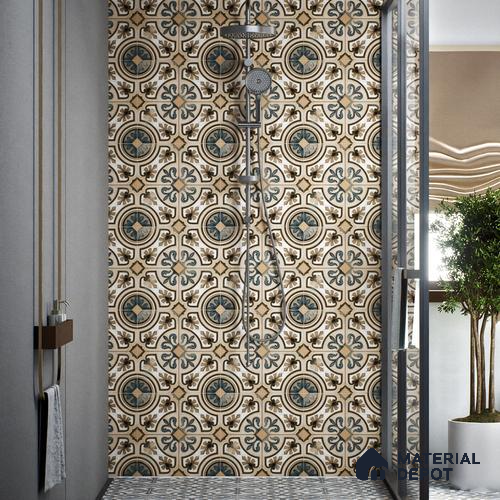 Moroccan Tile TL 04786 Zellige Casablanca Fleur Multi Colour 1 ft x 1 ft Vitrified Matte Finish - 11 mm | Suitable for Kitchen, Bathroom, Balcony Floor & Wall | Please Expect a Slight Variation of Pattern