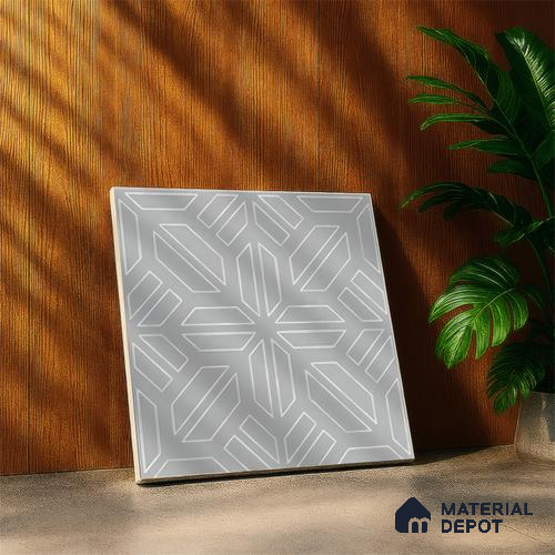 Moroccan Floor & Wall Tile TL 05089 B Bauhaus Dove Grey 1 ft x 1 ft Ceramic Matte Finish - 9 mm | Suitable for Bathroom, Kitchen,  Balcony | Please Expect a Slight Variation of Pattern