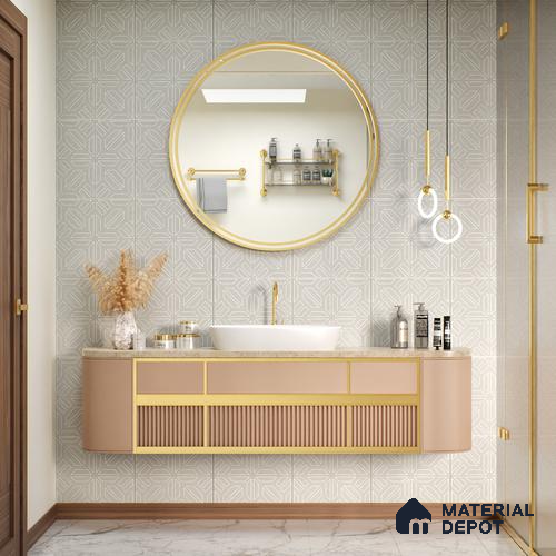 Moroccan Floor & Wall Tile TL 05089 B Bauhaus Dove Grey 1 ft x 1 ft Ceramic Matte Finish - 9 mm | Suitable for Bathroom, Kitchen, Balcony | Please Expect a Slight Variation of Pattern