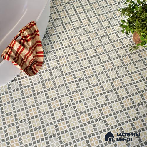 Moroccan Floor & Wall Tile TL 05061 Morissa Atlas Beige Stars 1 ft x 1 ft Ceramic Matte Finish - 8 mm | Suitable for Bathroom, Kitchen, Balcony | Please Expect a Slight Variation of Pattern
