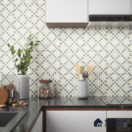 Moroccan Floor & Wall Tile TL 05061 Morissa Atlas Beige Stars 1 ft x 1 ft Ceramic Matte Finish - 8 mm | Suitable for Bathroom, Kitchen,  Balcony | Please Expect a Slight Variation of Pattern