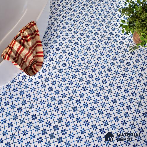 Moroccan Floor & Wall Tile TL 05053 Morissa Azure Blue Floral 1 ft x 1 ft Ceramic Matte Finish - 8 mm | Suitable for Bathroom, Kitchen,  Balcony | Please Expect a Slight Variation of Pattern
